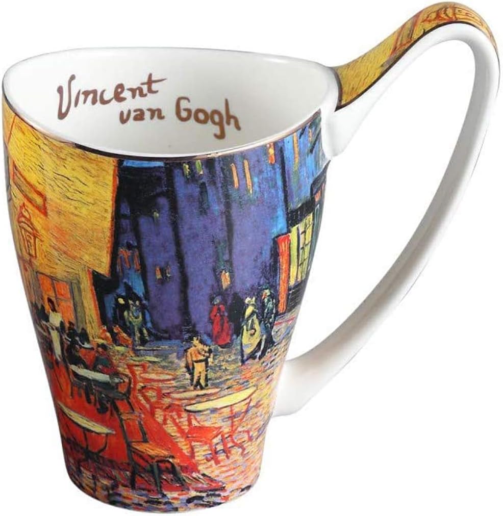 YBK Tech Bone China Coffee Mug, 16oz Large Tea Cup - Design Inspired by Van Gogh's Paintings (Night café)