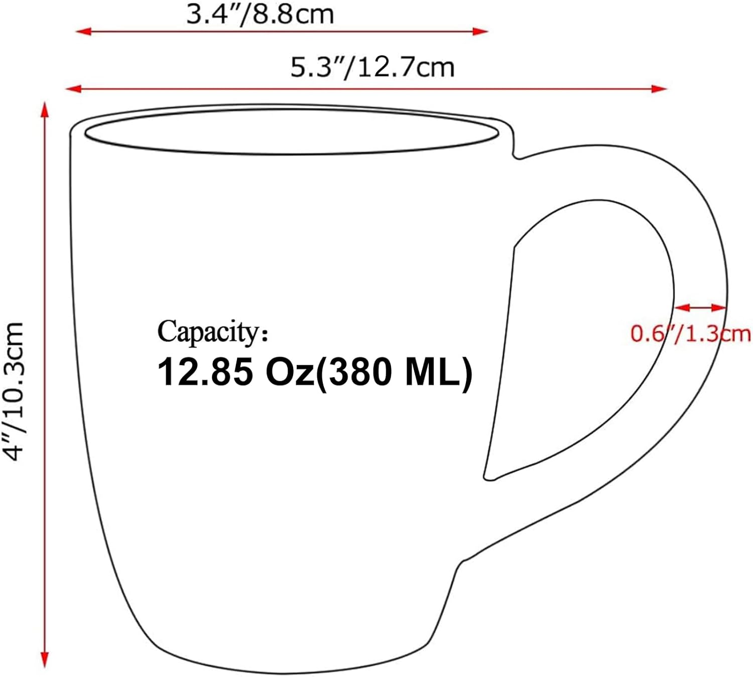 Hoikwo 12oz / 380ml Coffee Mugs Set of 6, White Bone China Mugs with Relief Pattern for Coffee, Tea, Latte, Milk, Cocoa, Juice and Other Hot Drinks - Image 2