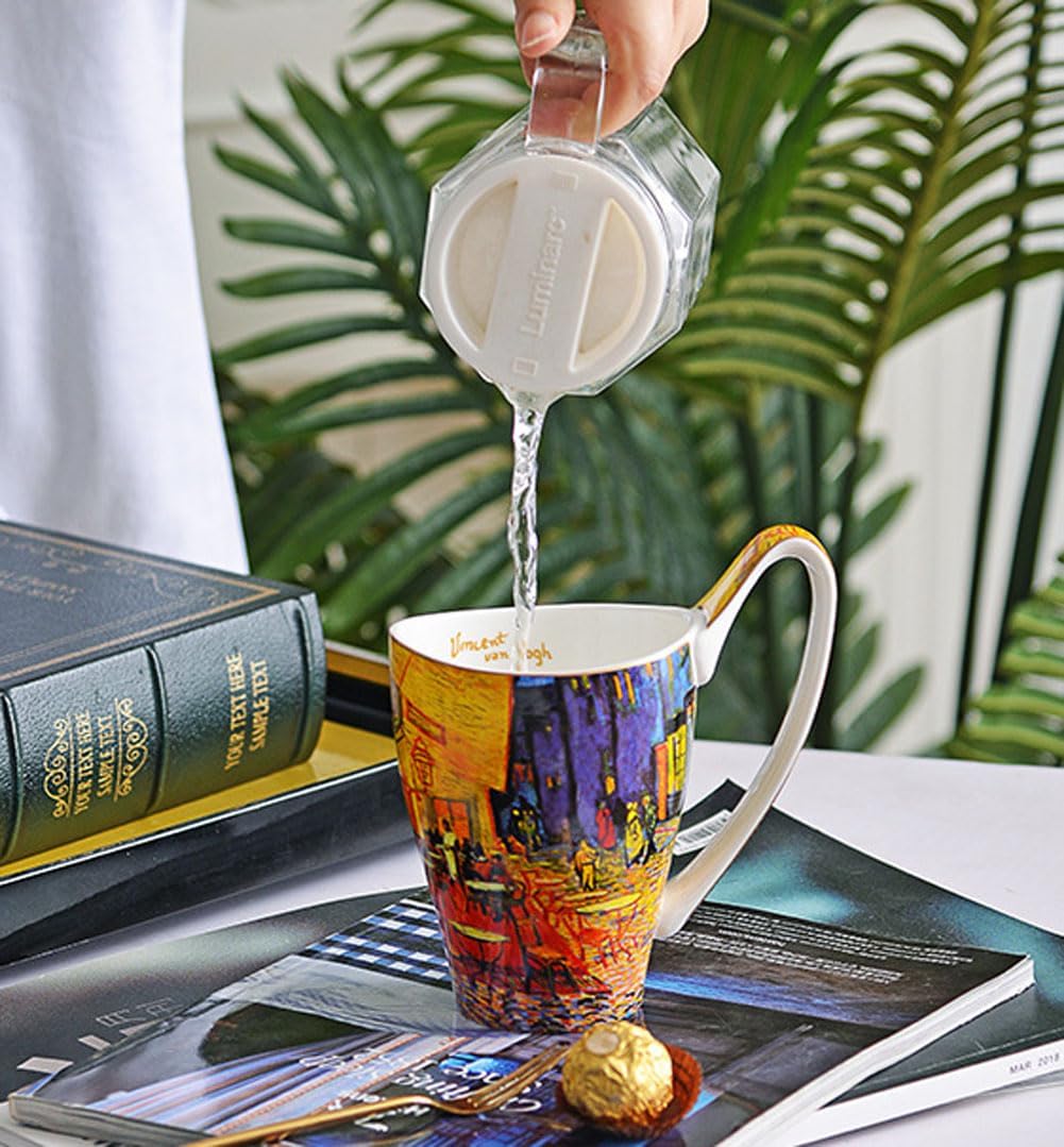 YBK Tech Bone China Coffee Mug, 16oz Large Tea Cup - Design Inspired by Van Gogh's Paintings (Night café) - Image 6