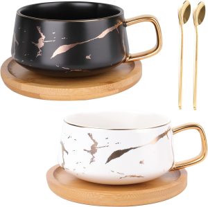 Peohud 2 Pack Ceramic Tea Cup and S...