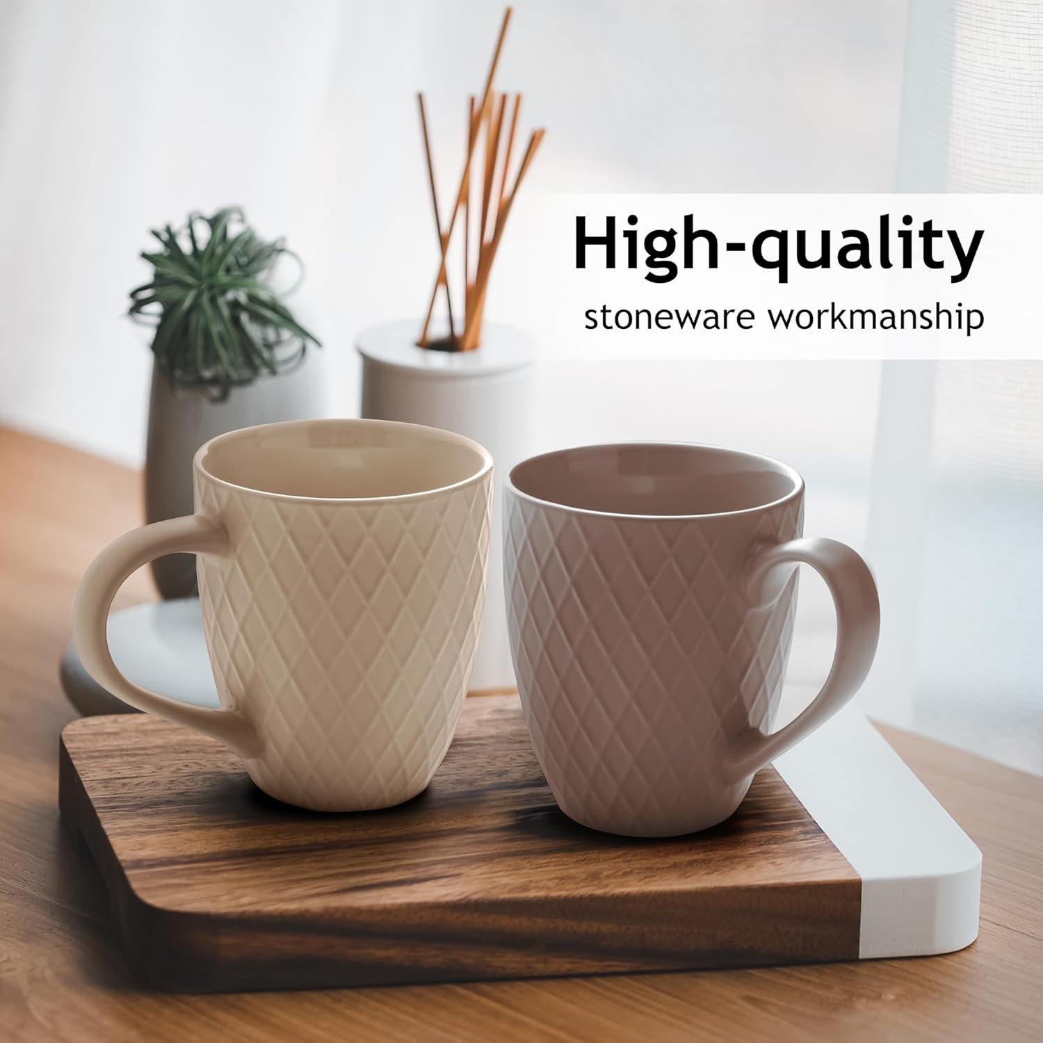 MIAMIO – 6 x 400 ml – Coffee Mug Set/Mug - Modern Ceramic Mug Matt - Coffee Mug Large - Palmanova Collection (Beige) - Image 7