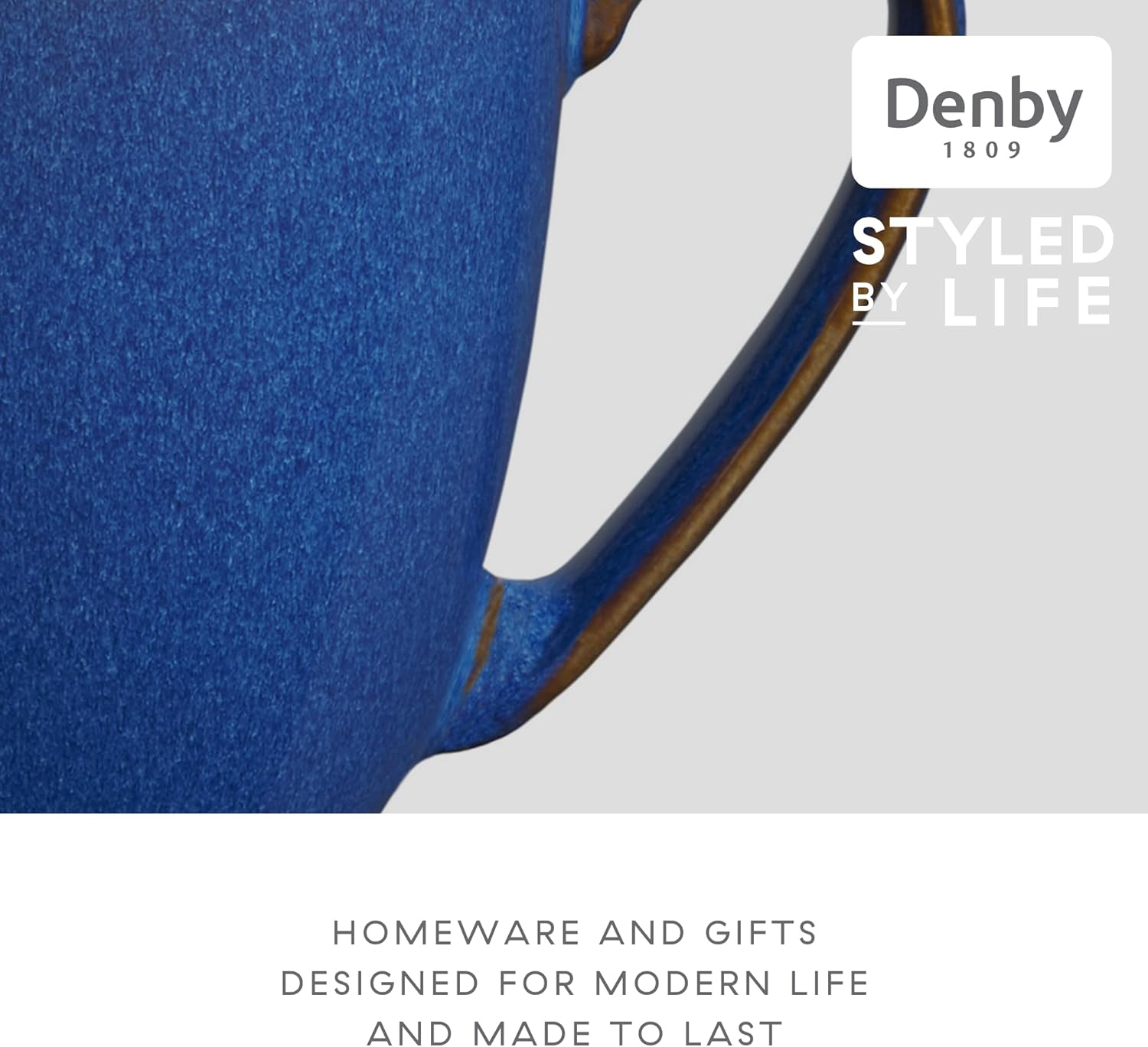 Denby - Imperial Blue Coffee Mug Set of 2 - 330ml Large Stoneware Ceramic Classic Tea Mug Set For Home & Office - Dishwasher Safe, Microwave Safe - Blue, White, Brown - Chip Resistant - Image 4