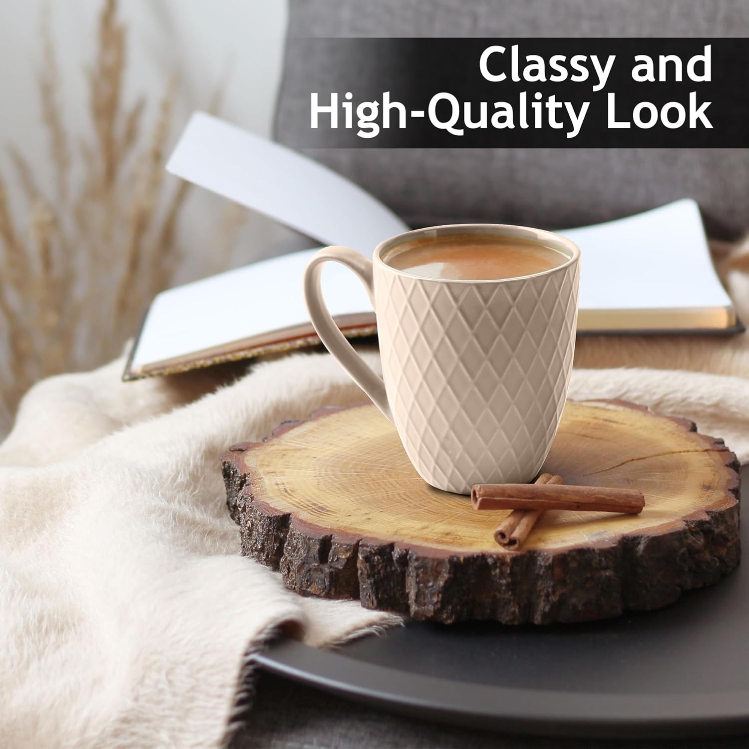 MIAMIO – 6 x 400 ml – Coffee Mug Set/Mug - Modern Ceramic Mug Matt - Coffee Mug Large - Palmanova Collection (Beige) - Image 2