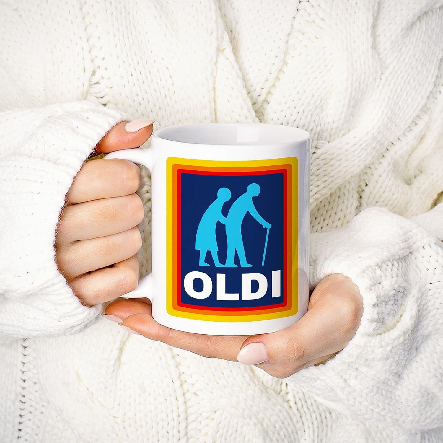 Oldi Couple Mug—A Novelty Old Large Mug with Heavy Duty Handle, Dino Coated and Sublimation Ceramic, Perfect for Birthdays, Christmas, and Other Celebrations as a Funny Gift (Oldi Couple, White) - Image 2
