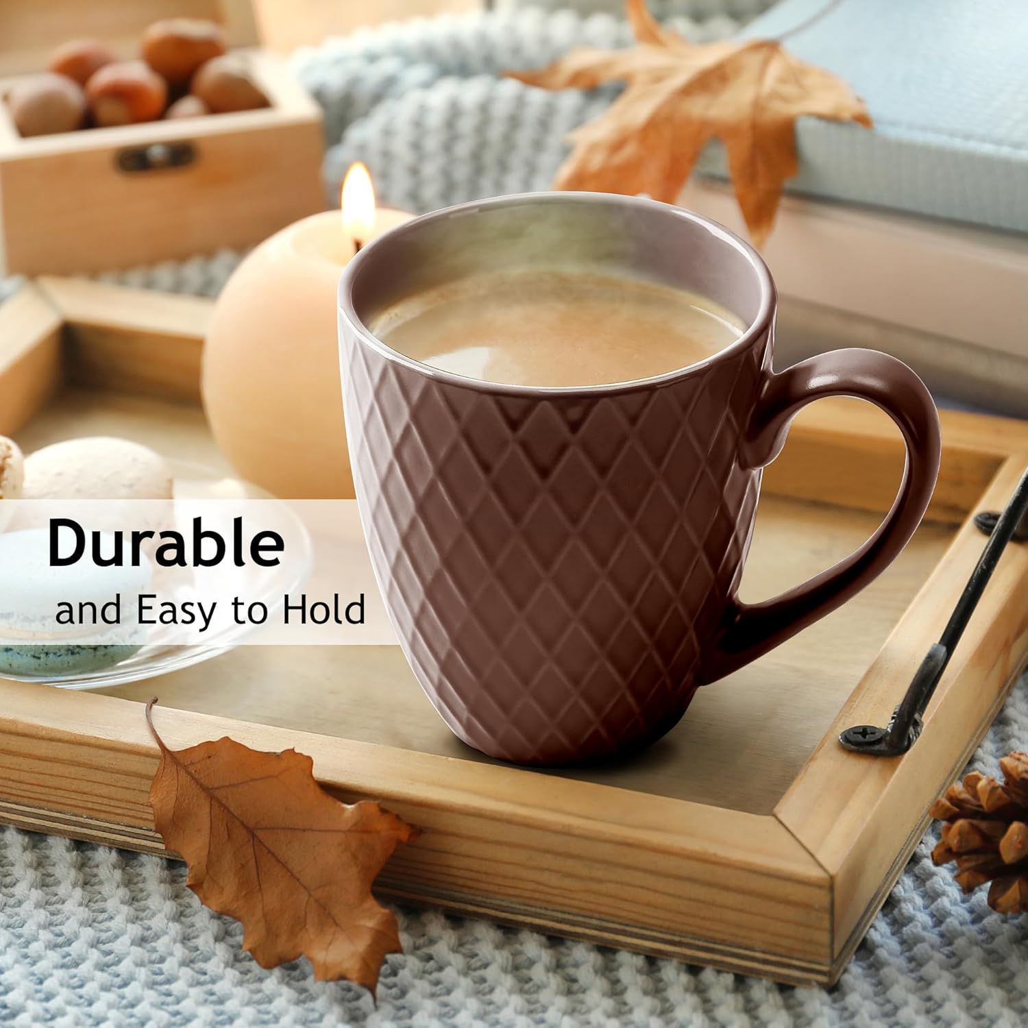 MIAMIO – 6 x 400 ml – Coffee Mug Set/Mug - Modern Ceramic Mug Matt - Coffee Mug Large - Palmanova Collection (Beige) - Image 4