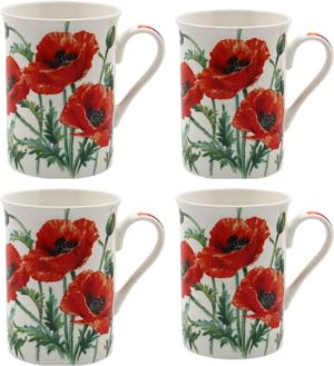 Fine China Floral Mugs, Set of 4, 3...