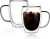 CNGLASS 350ml Double Walled Glass Coffee Mugs,Insulated Glass Mugs with Handle,Clear Espresso Cups for Latte,Cappuccino,Tea Bag,Set of 2
