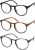 Reading Glasses 3-Pack Matte Finish Readers for Fresh Feel, Classic Lightweight Give You Ultra Clear Vision,Spring Hinges Pattern Design for Men & Women