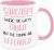 Sarcasm Explanation Mug – Funny Novelty Gift Silly Present Mug Birthday Christmas for Mum Dad Friend Sister Brother Grandparents for Man Woman Secret Santa Work Quotes (Pink)