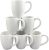 Hoikwo 12oz / 380ml Coffee Mugs Set of 6, White Bone China Mugs with Relief Pattern for Coffee, Tea, Latte, Milk, Cocoa, Juice and Other Hot Drinks
