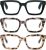 MMOWW 3-Pack Oversized Reading Glasses for Women – Anti Blue Light Glasses with Square Frame +2.0