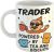 Trader Powered by Tea and Biscuits Funny Gift Mug for Retirement Parties, Birthdays, Fathers, Uncles, Appreciation Gifts