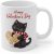 Happy Valentine’s Day Mug,Cute Black Cat with Wooden Heart Design,Romantic Gift for Cat Lovers