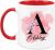 EKAM Personalised Mug, Coloured Inner and Handle Mug Stylish Initial with Name, Gift for Valentine’s, Birthday, Christmas Day for Mom, Dad, Kids, Friends or Girls, 11oz Coffee/Tea Cup (Red)