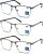 MODFANS 3-Pack Reading Glasses Men Blue Light Blocking Metal Frame Rectangle Style Stainless Steel Material Spring Hinges Includes Computer Readers