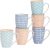 Nicola Spring Hand-Printed Mug – 330ml – Navy, Orange & Blue – Pack of 6 – Porcelain Hot Chocolate Cups Tea & Coffee Mugs for Kitchens, Cafes & Restaurants