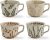 350 ml Vintage Ceramic Coffee Mug Set of 4 – Handmade Stoneware Pottery Countryside Farmhouse Fall Autumn Tea Mugs with Big Handle for Latte,Cocoa,Dishwasher & Microwave Safe Cups (Plants)