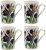 Fine China Floral Mugs, Set of 4, 300ml Capacity, 10cm Height, Traditional Design, Dishwasher Safe (4 Tulip Coffee Mugs)