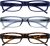 OPULIZE ACE Reading Glasses for Women Men, Lightweight Comfortable Narrow Rectangular Frame with Spring Hinges and Scratch Resistant, Blue,Grey,Brown +1.5 (Pack of 3)