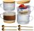 KAHEIGN 4Pcs Vintage Coffee Mugs with Bamboo Lids and Spoons, 420ml Clear Embossed Glass Cups for Yogurt Overnight Oats Latte Cappuccino – Women Gifts for Mother’s Day, Valentine’s Day, Christmas