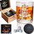 Fathers Day Gift, Dad Birthday Gifts from Daughter Son, Birthday Decorations Party Supplies, Gift Ideas for Dad – Whiskey Glass Set with Wood Box & Whiskey Stones & Coaster