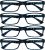 OPULIZE PEP Reading Glasses for Women Men, Large Rectangular Designer Frame with Spring Hinges, Scratch Resistant, Blue +1.5 (Pack of 4)